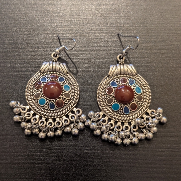 Costume Earring Lot, Set of 2, Silver Colored, Drop Dangling Earrings - Picture 2 of 5